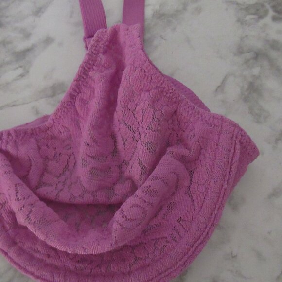 Wacoal Bra 36C Pink Purple Halo Lace Underwire Bow Back Closure 851205 - Picture 4 of 7